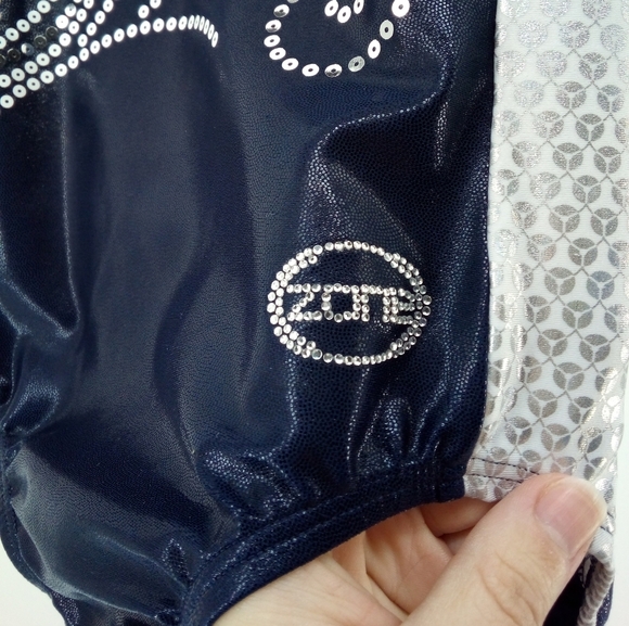 Jump Start Leotard Gymnastics Charlotte Skinner Tumbling ASX Navy Sequins - Picture 3 of 5